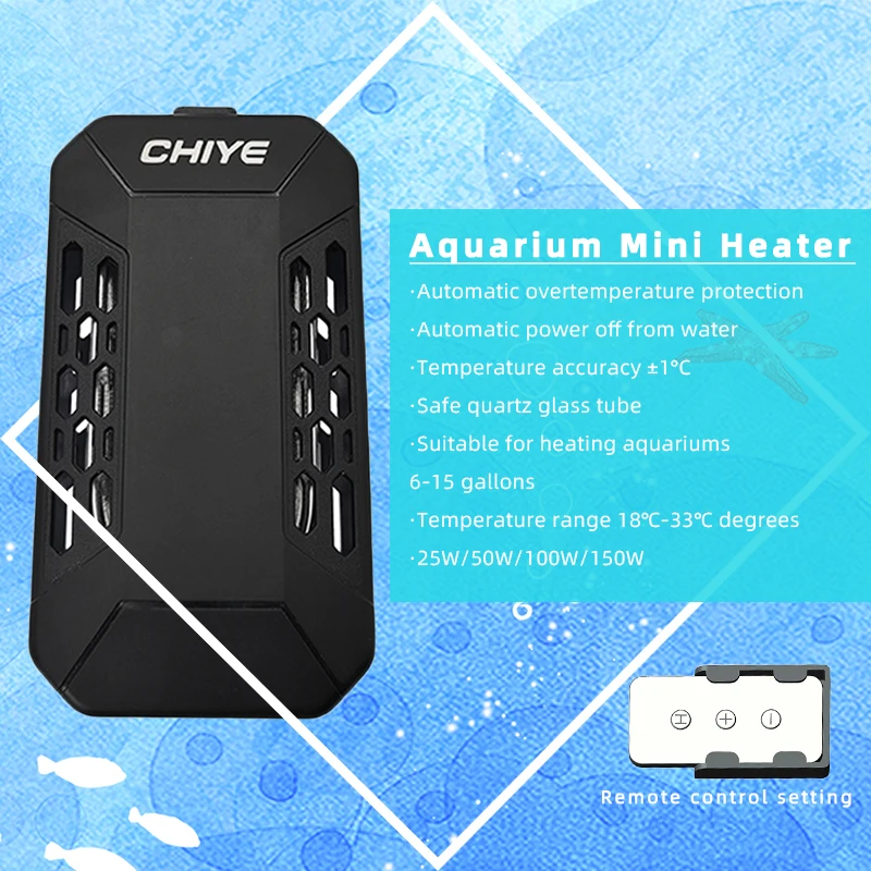 Digital Display Water Mini Aquarium Heater Anti-collision sheath Remote Control Heater for Fish Tank Heating