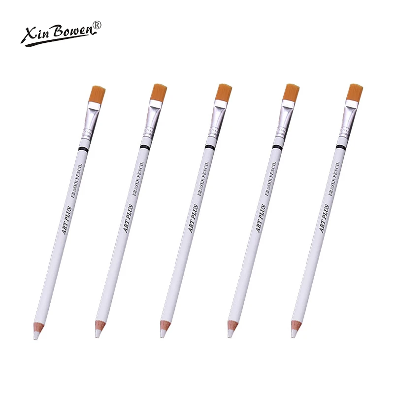 Xin Bowen Sketch Pencil Art Student Wood White Charcoal Pencil Eraser With Brush For Sketch And Paint Drawing
