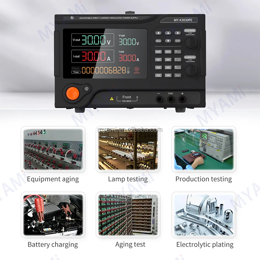 MYAMI Variable DC Lab Bench Programmable Switching Power Supply 0-30V 0-30A adjustable AC TO DC Power Supply with Auto test
