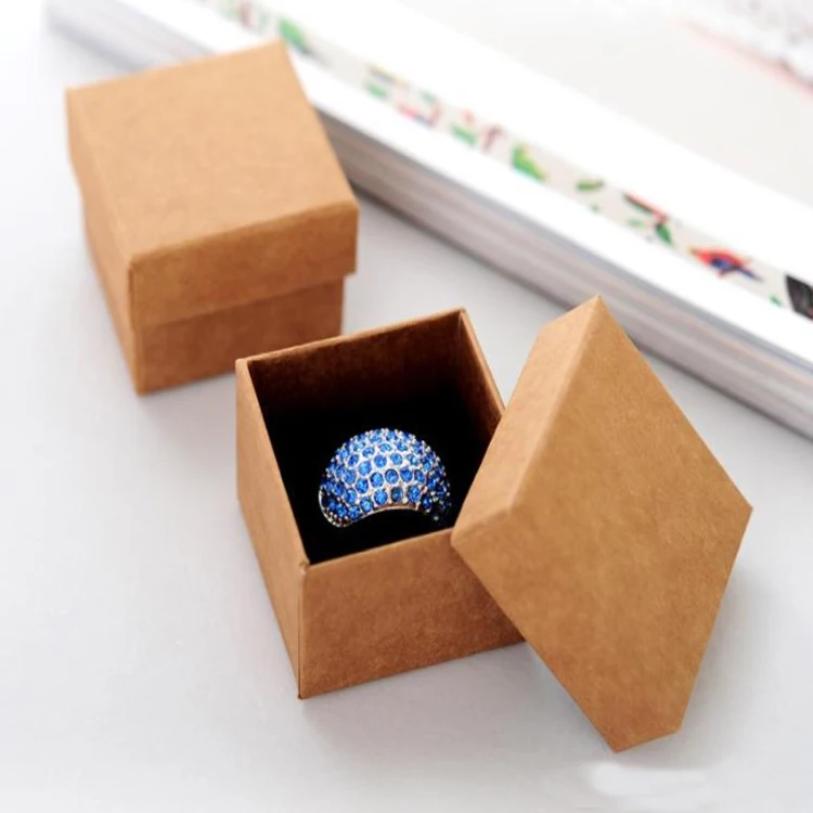 Fashion Classic American Kraft paper Ring Packing Box High Quality 800g Cardboard Earrings Muji Jewlery Packaging Box