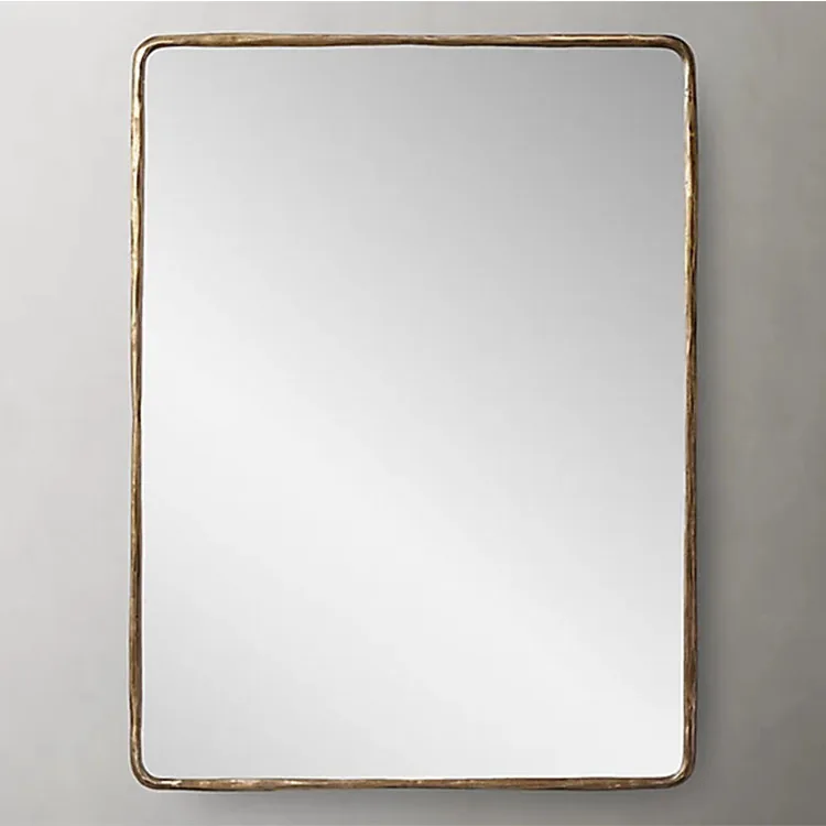 Explosion-proof Big Hand Forged Wall Mirrors Full Length Bedroom Metal-framed Floor Stand Gold Mirror