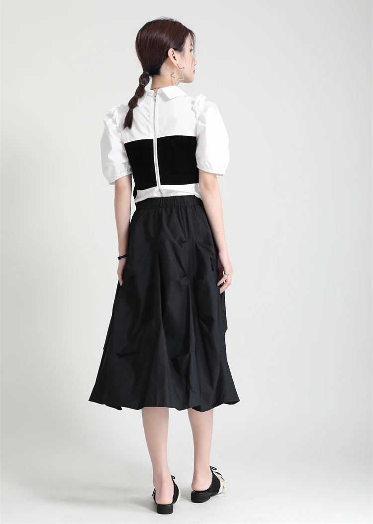 Женская летняя блузка с рукавами-фонариками и сращенным бархатным бантом на краю деревянных ушей, новый дизайн 2021