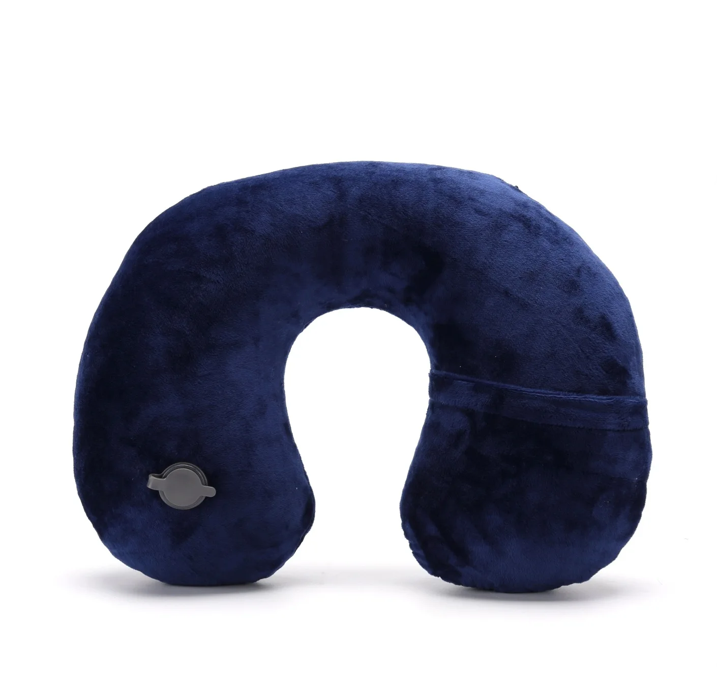 Factory Customizable Autoinflation Crystal Velvet Inflatable Neck Pillow Portable Rectangle Cushion for Camping Folded Design