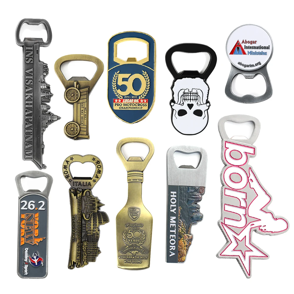 Custom Logo Modern Design Printed Enamel Resin 3D Metal Magnets For Refrigerator Bottle Opener City Name Tourism Fridge Magnets