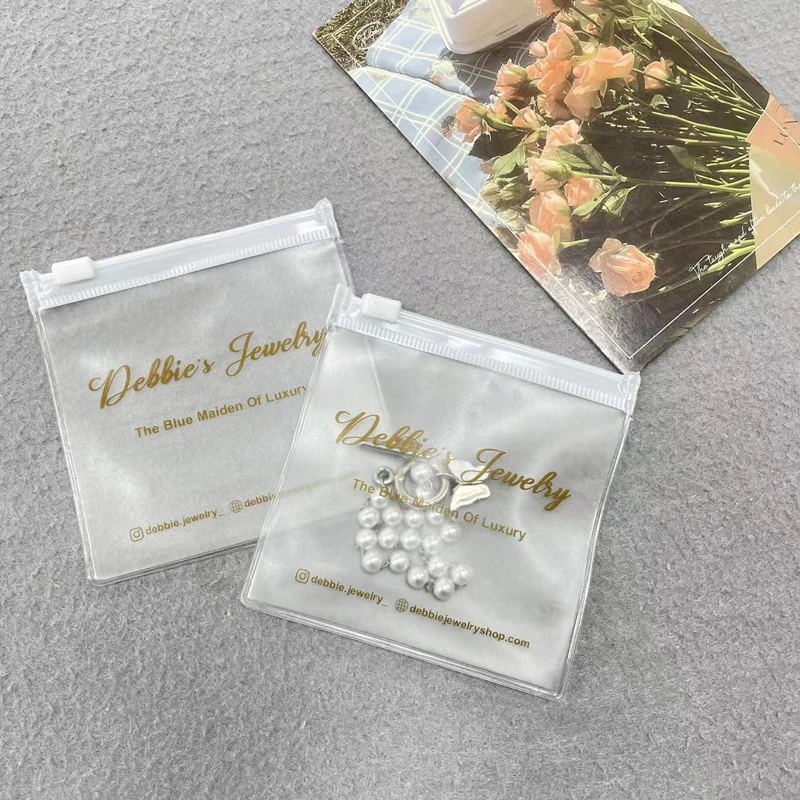 Mini Bags for Earrings Packaging Custom Zip Lock Bags Zipper Bag Clear with Logo Small Frosted Jewelry Boutiques Plastic PVC