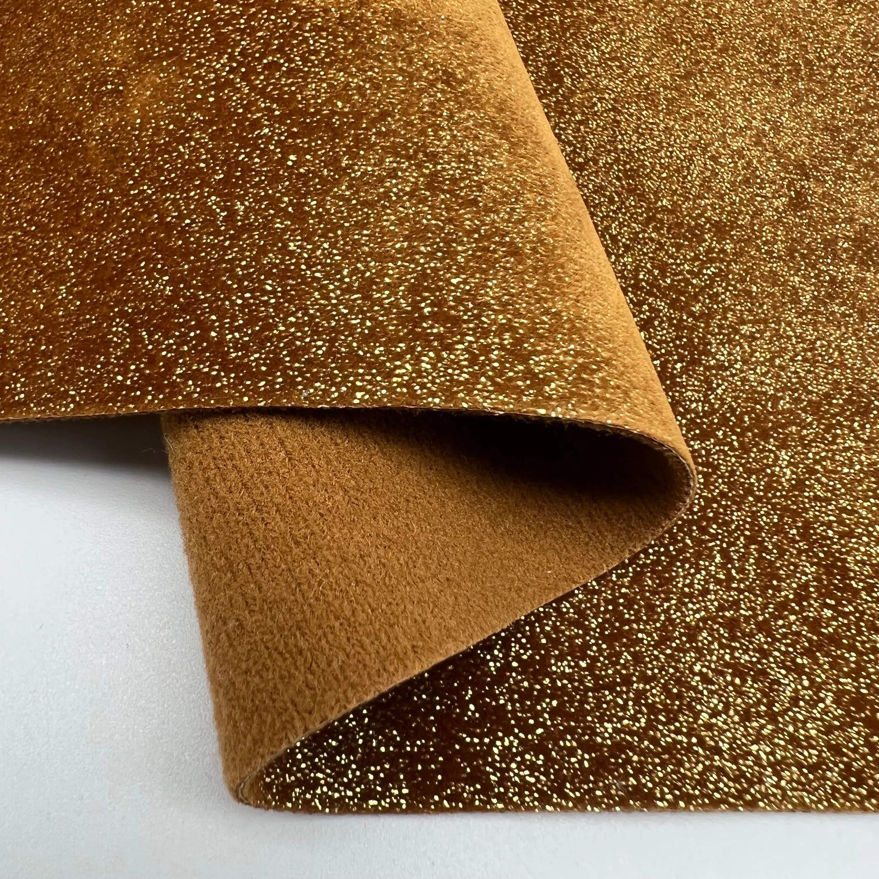 100% Suede Leather with Gold Metal Foiled Stamping Lady Shoes Leather Products