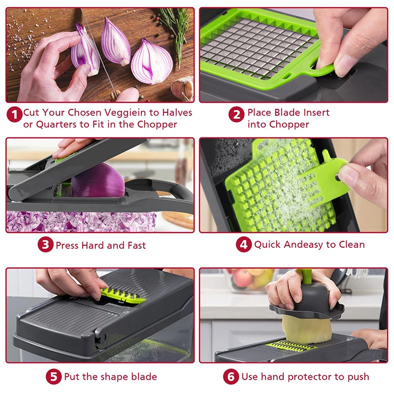 13 in one Multifunctional Manual Steel Vegetable Slicer Cutter Shredders Kitchen Veggie and Fruit Choppers