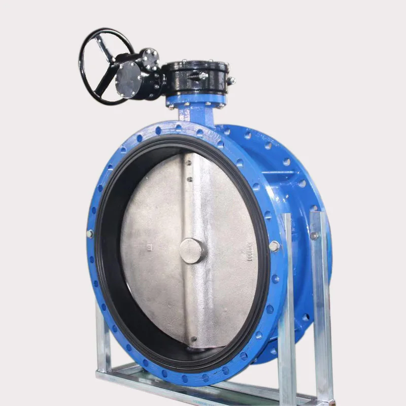 large size DN800 PN10 PN16 ductile iron body DI disc gear worm operated double flange butterfly valve