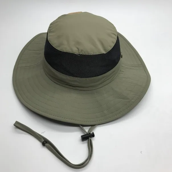 fashion mesh leisure fishing summer bucket hat with string