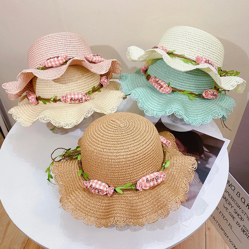 Children Sun Straw Hat Summer Girl Kids Breathable Bucket Cartoon Fisherman Straw Hat