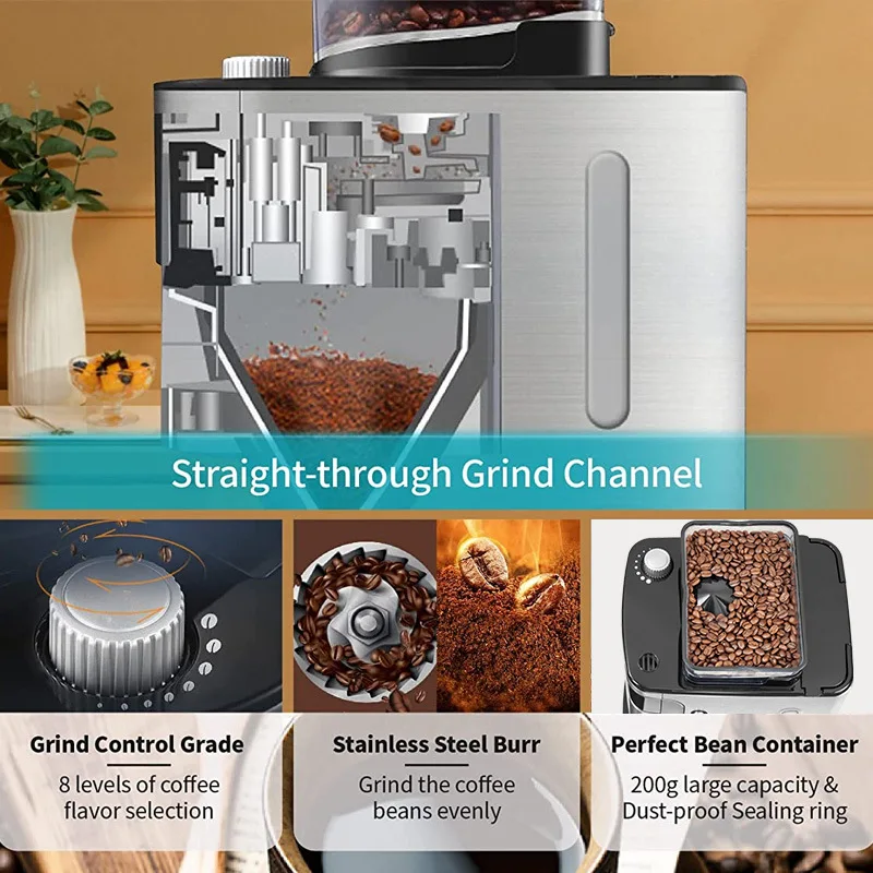 Coffee machine household American-style fully automatic grinding all-in-one commercial teapot freshly ground drip type