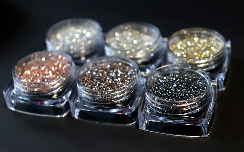 Wholesale 6 Color 1kg/Bag Nail Gradient Broken Diamond Pink Platinum Glitter For Nail Crystal Diamond Powder