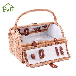 Wholesale set for 4 waterproof cooler wicker Picnic basket