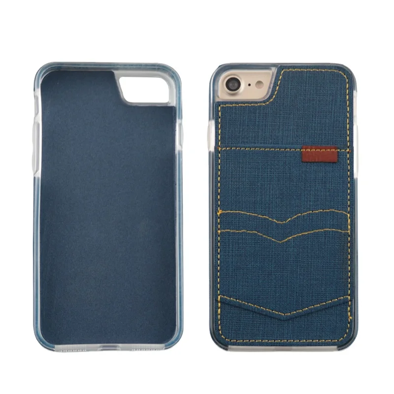 PU leather material denim texture card holder phone case mobile back cover online shopping