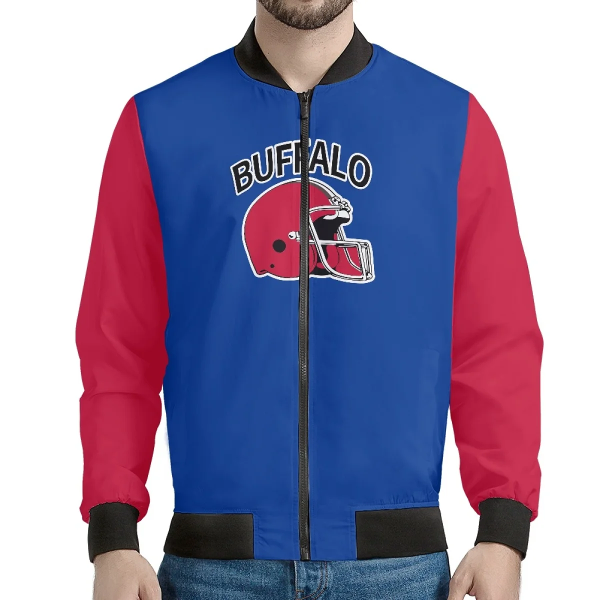 Customize 32 American Football Team Logo Sublimation Jacket Buffalo Fans Custom Bomber Jacket Dropshipping Print on Demand