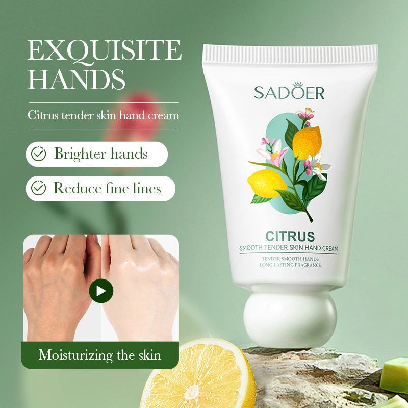 Private Label SADOER Citrus Soft Tender Repairing Moisturizing Hand Cream Wholesale Korean Winter Nourishing Hand Cream & Lotion