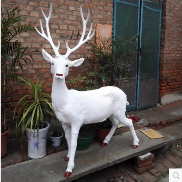 christmas reindeer outdoor decorative white deer realistic plush toy sika deer