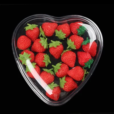 WholeSale Cheap Price Multiple Sizes Disposable Beautiful Heart Shaped Strawberry Cherries Plastic Gift Box for Packaging 500G