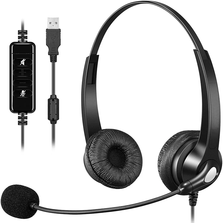 Professional noise cancelling voip usb headphones for call center