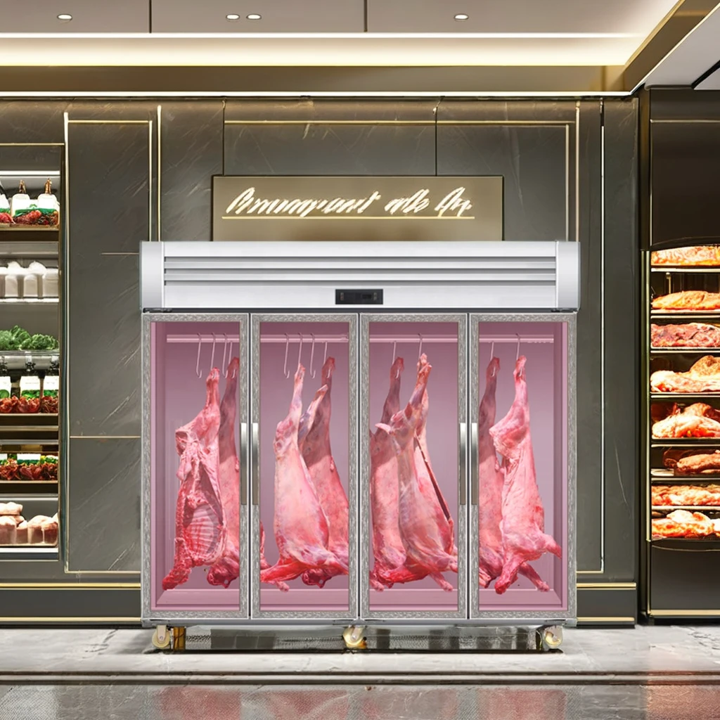 Single-Temperature Open Door Type Fish Hanging Display Refrigerator  for Supermarket Store Restaurant Cooling Applications