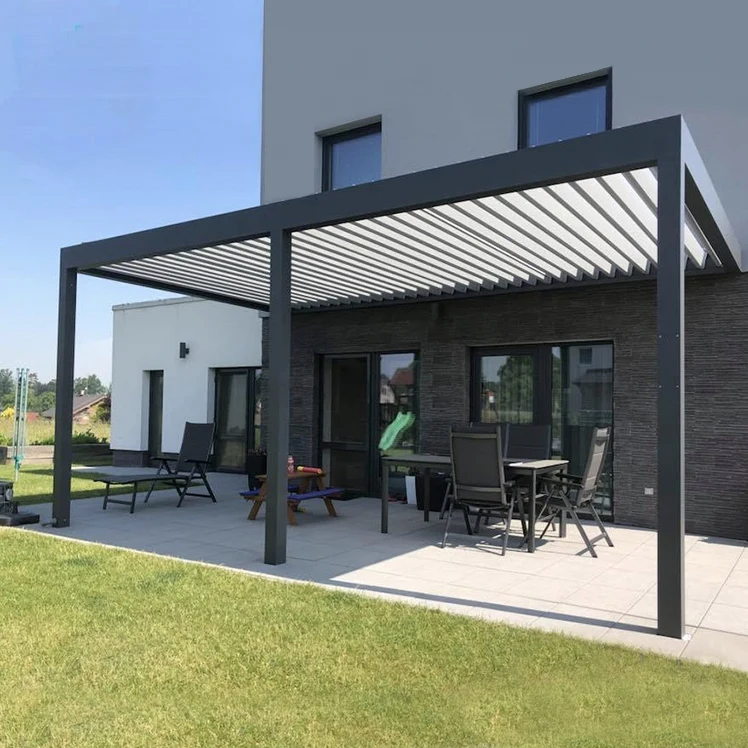 Custom New Smart Drainage Adjust The Light With Remote Control Louver Aluminium Pergola Gazebo & Outdoor Pavilion