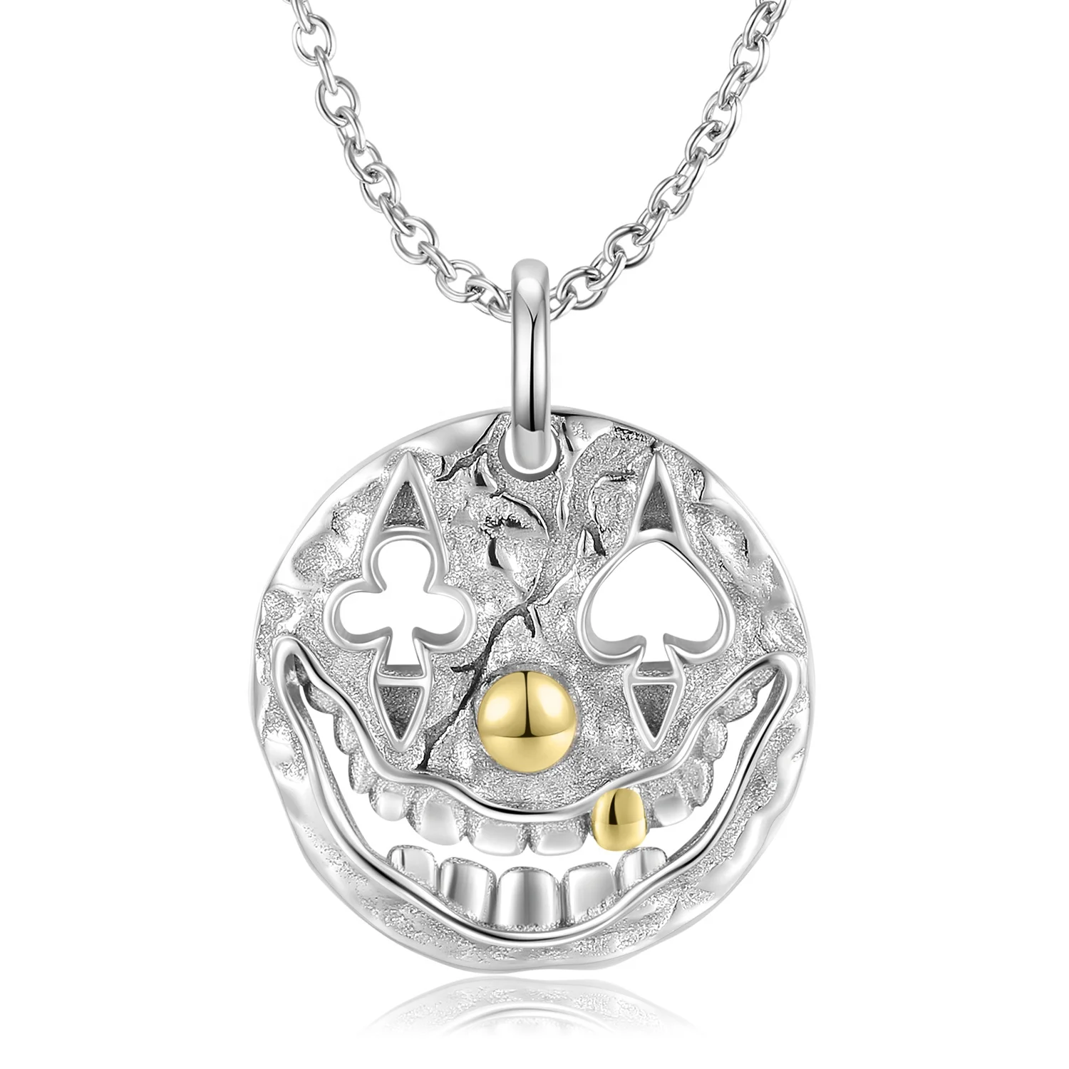 Money Bag Skull Pendant for Necklace Real 925 Sterling Silver Clown Skeleton for Necklace Jewelry Women Accessory Dropshipping