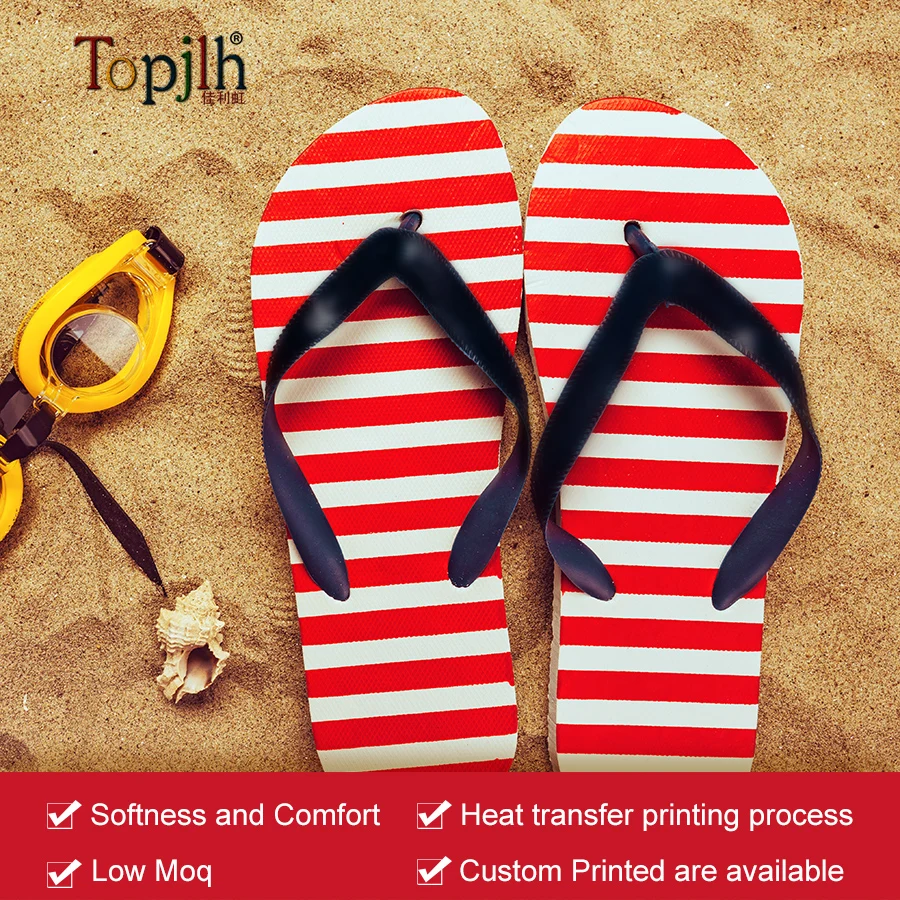 Topjlh factory wholesales sublimation casual beach slippers for kids man women sublimation Beach Fitting Flip-flops Slippers
