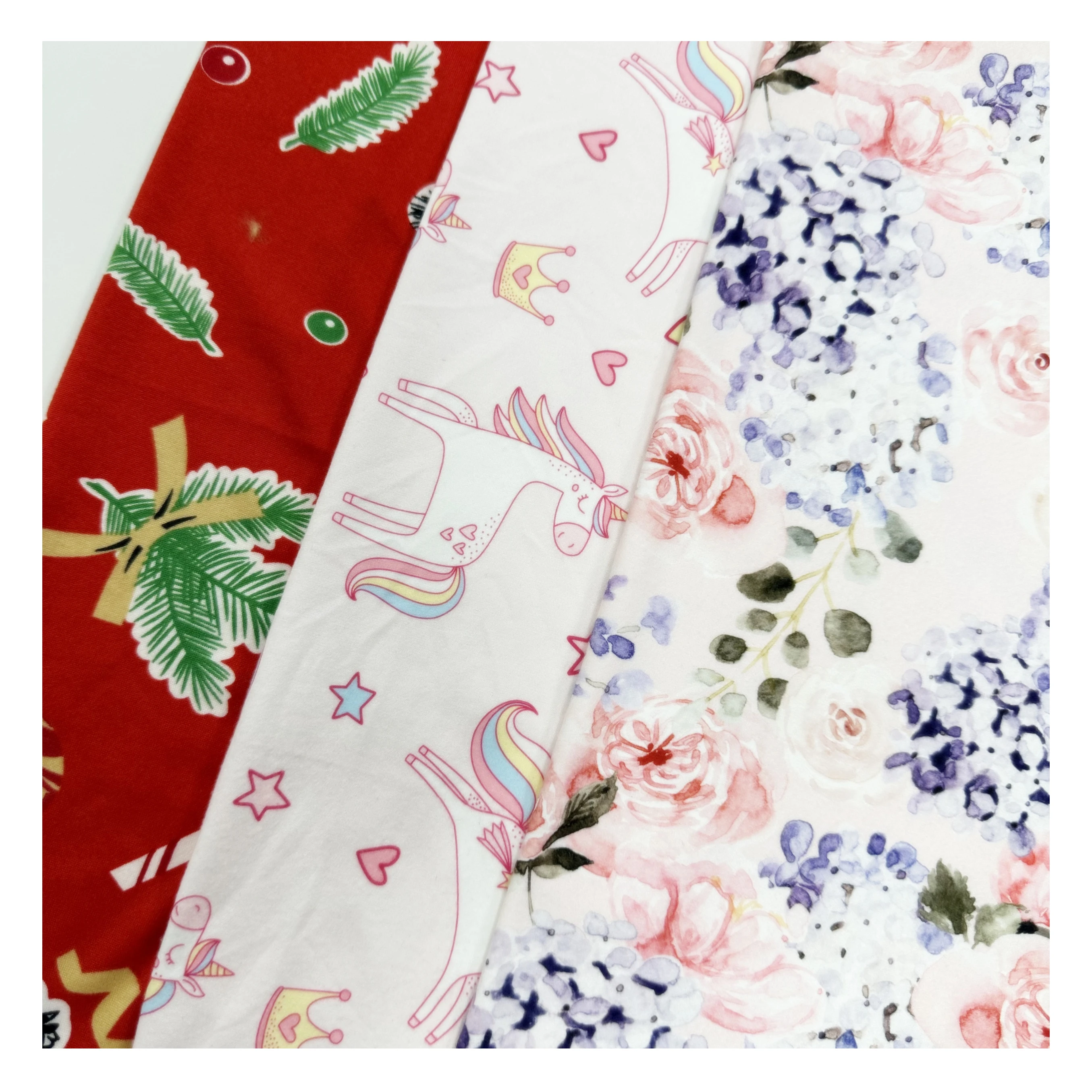 180gsm 95% Polyester 5% Spandex DTY Knitted Fabric Stretch Printed DTY Brushed Fabric For Sleepwear