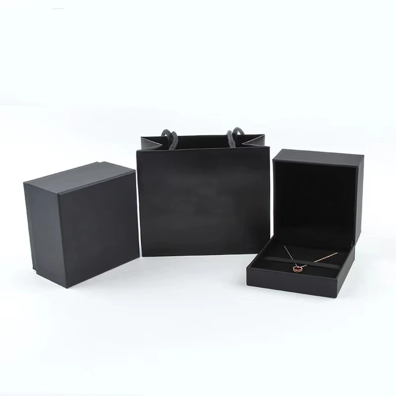 
New black paper custom logo pendant earring ring jewelry package box paper bag factory cheaper price JBS20510 
