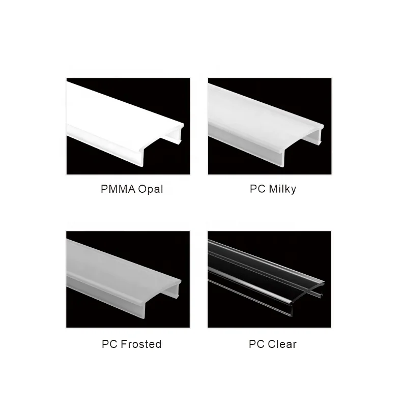 Led Aluminium Profile Strip Channel Recessed Flat Cabinet Bar Light Diffuser Led Profile Light