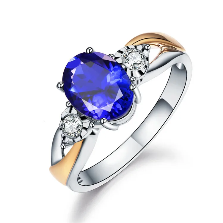 ARW10002 platinum plated engagement rings  Tanzanite sapphire adjustable ring  anillos women
