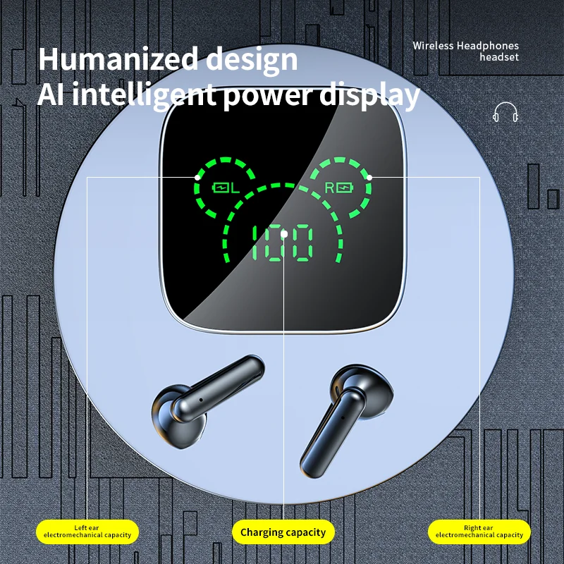 Hot Selling AI Wireless Earphone HIFI Earbuds Headphones Blue-tooth Earphone 9D Stereo Sport Headsets with AI Translation