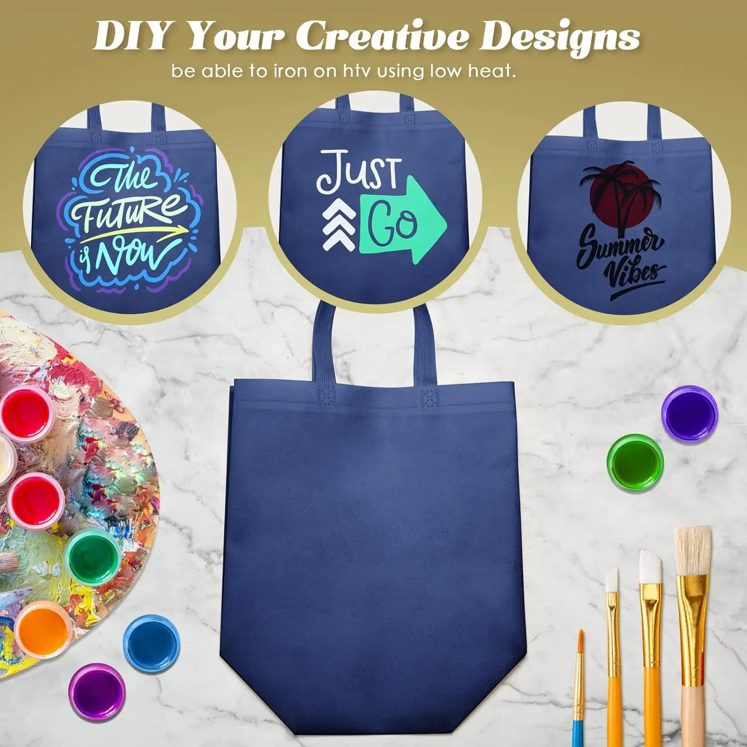 High Quality boutique Dark blue gift shopping bags with logos Grocery tote Strong suture non woven reusable bag