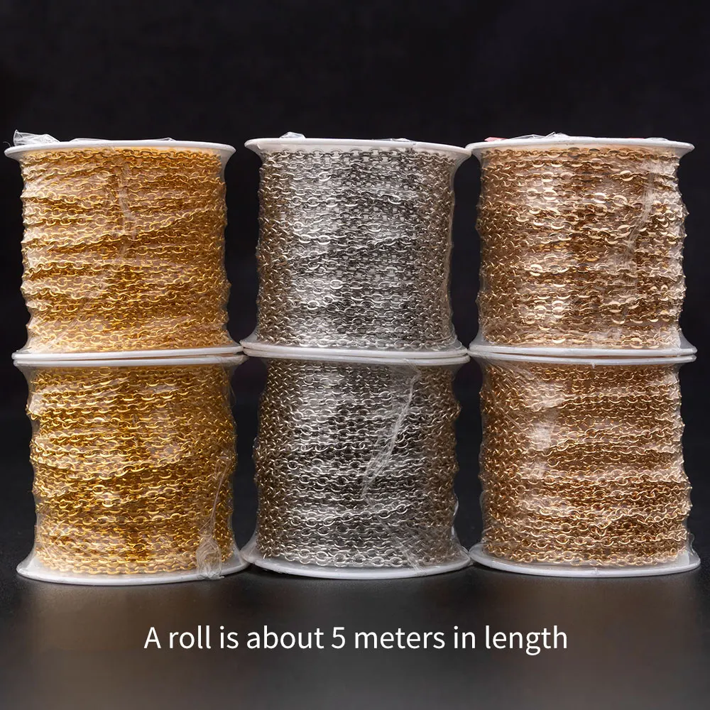 Custom Iron Roll Women Men Gold Necklace Bulk Chain Cable Spool unfinished chain semi-finished flat thin chain