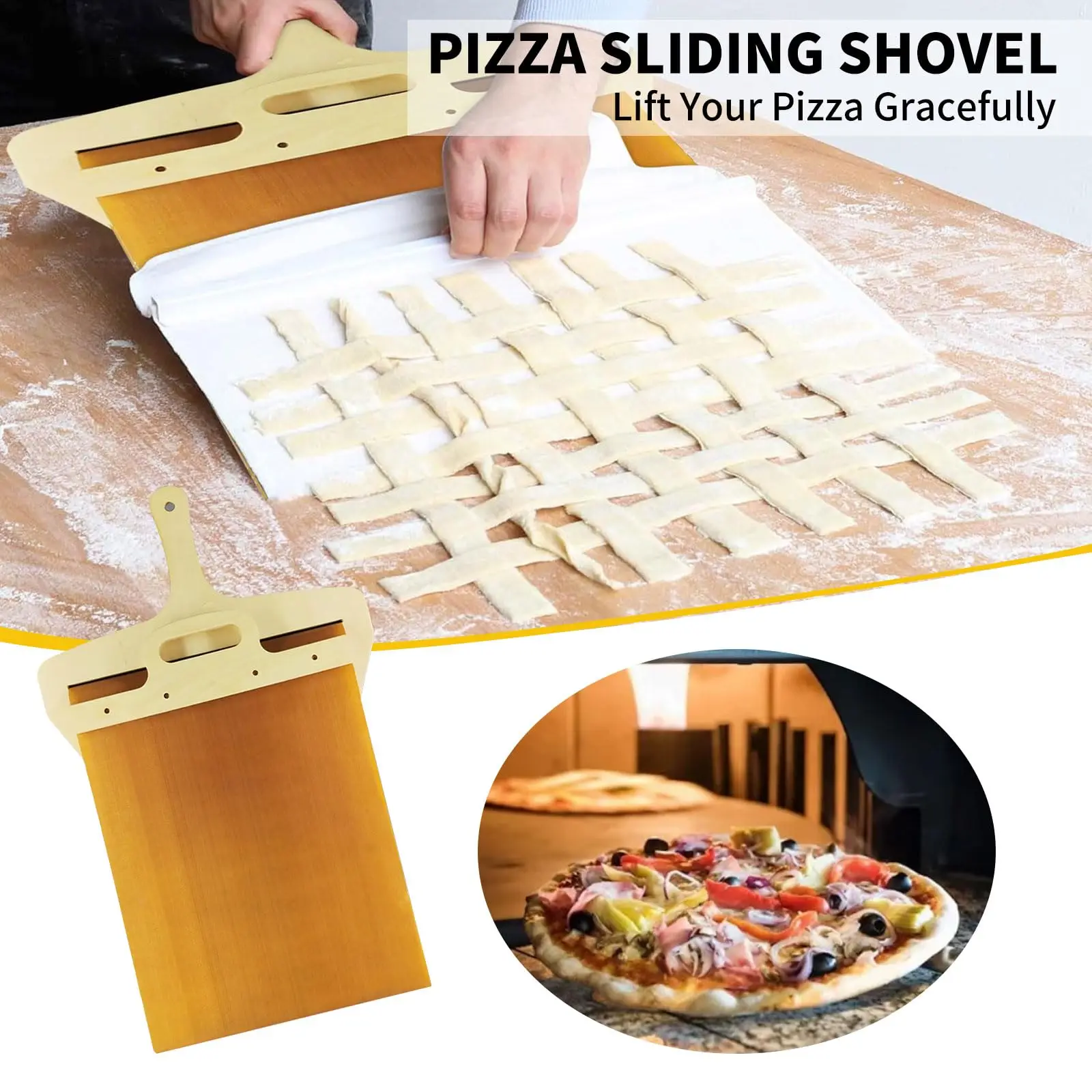 New Pizza Sliding Shovel Spatula Magic Pizza Transfer Slider Non-Stick Sliding Pizza Peel for Baking Dough
