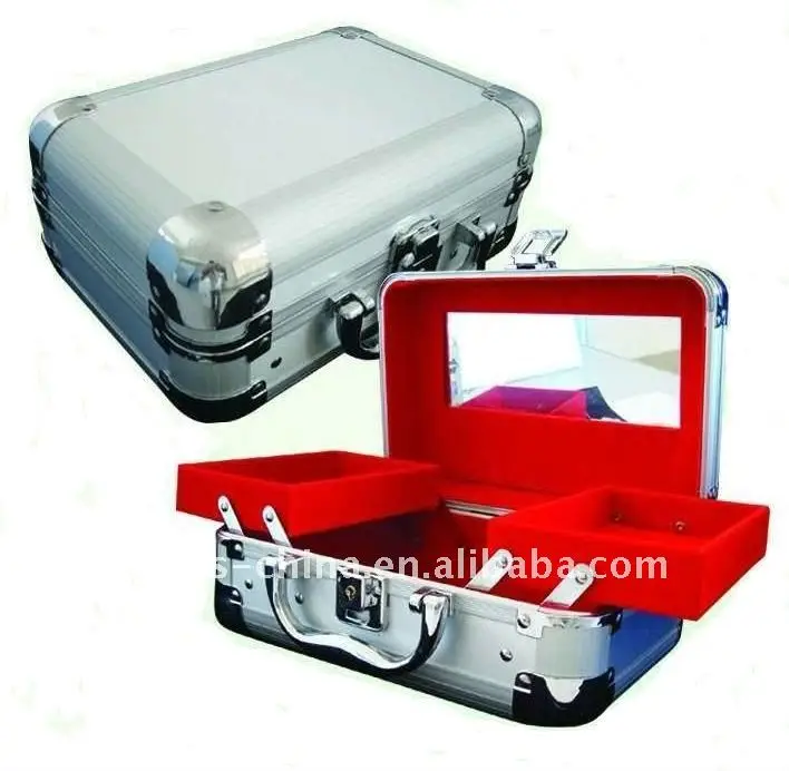 GLARY fashion professional custom makeup case organizer large travel portable combination lock beauty aluminum cosmetic case
