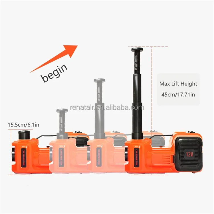 3 in 1 5ton Car Floor Jack Electric Hydraulic Car Jack 12V with Inflator Pump LED Light for Truck Tire Repair Tool