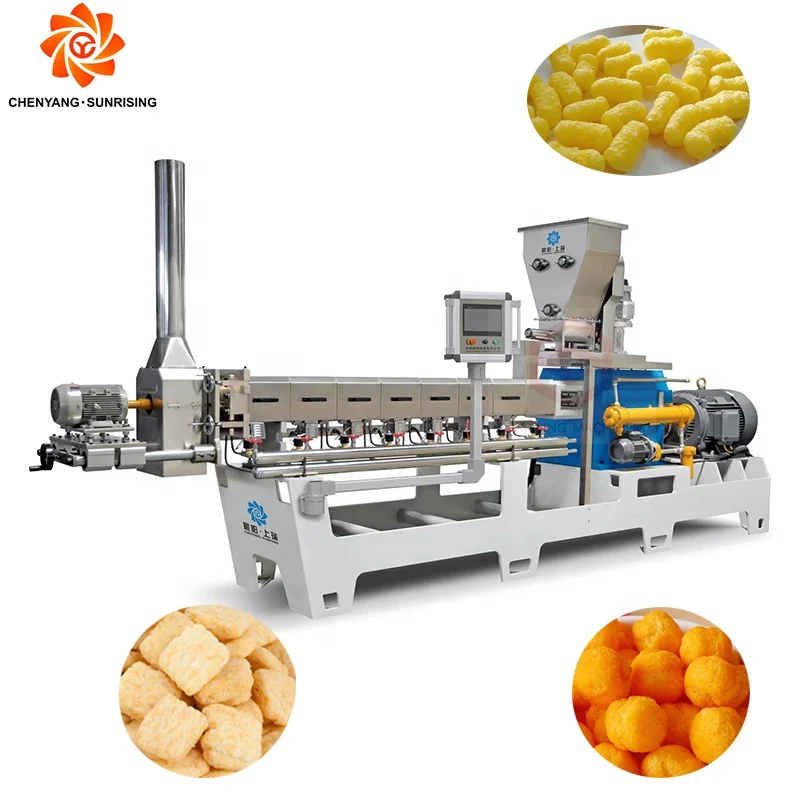 Automatic snack processing line extruder puffed corn puffs snacks making machinery
