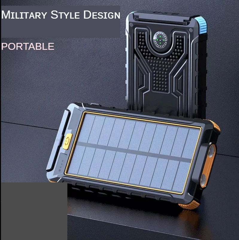 
Solar Power Bank Portable Charger for Camping External Battery Backup with Dual 2 USB Port Solar Charger 20000mAh 