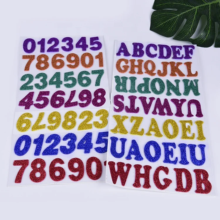 
Art And Craft Glitter Number Stickers Color Eva Foam Number Sticker Sheet Adhesive Glitter Eva Foam In Numbers 