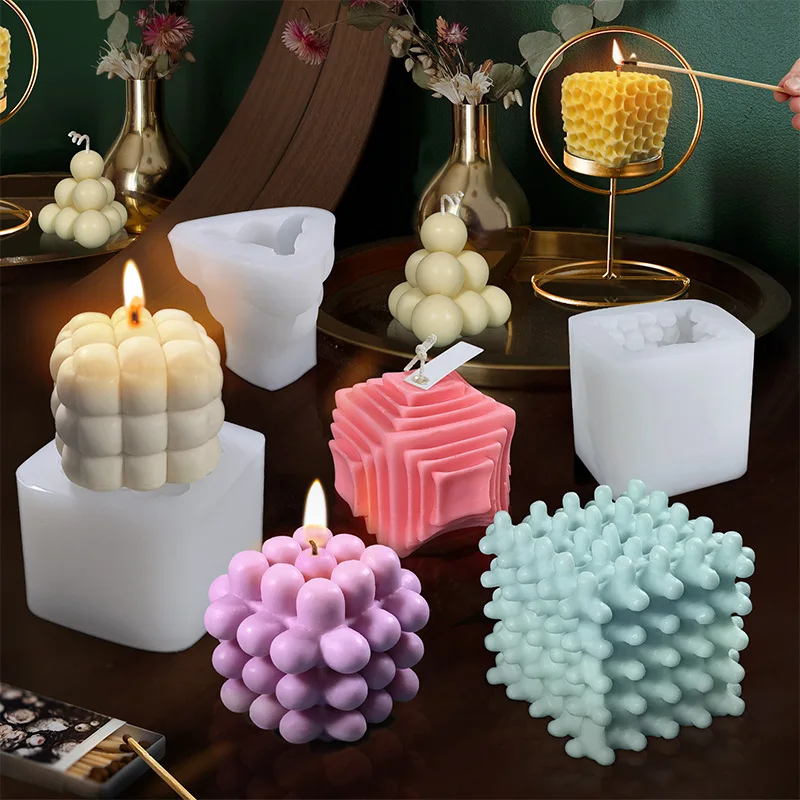 DIY Standard Factory Price New Cube Series Candle Silicone Mold Food Grade Baking Custom Silicone Mold Easter For Candle Making