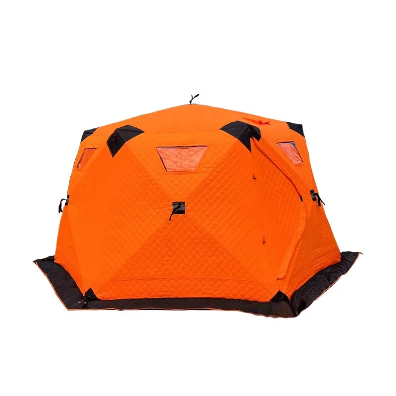 Winter Outdoor Portable Automatic five-Layer Oxford Fabric Cotton Fiberglass Poles Hexagon Fishing Tent