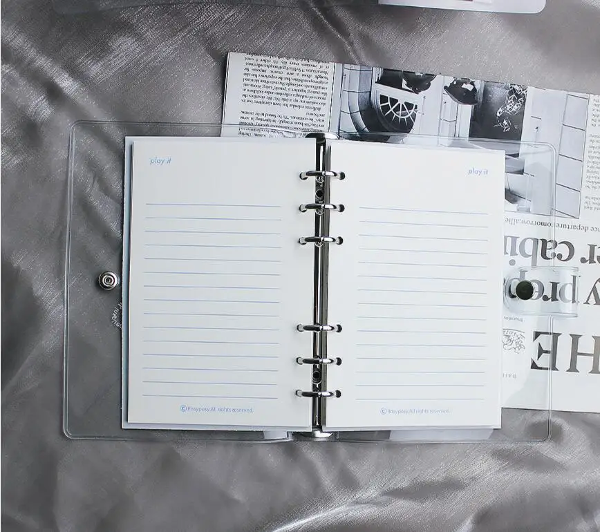 Transparent 6-Ring Binder Covers Clear PVC Notebook Loose Leaf Binder Round Ring Protector