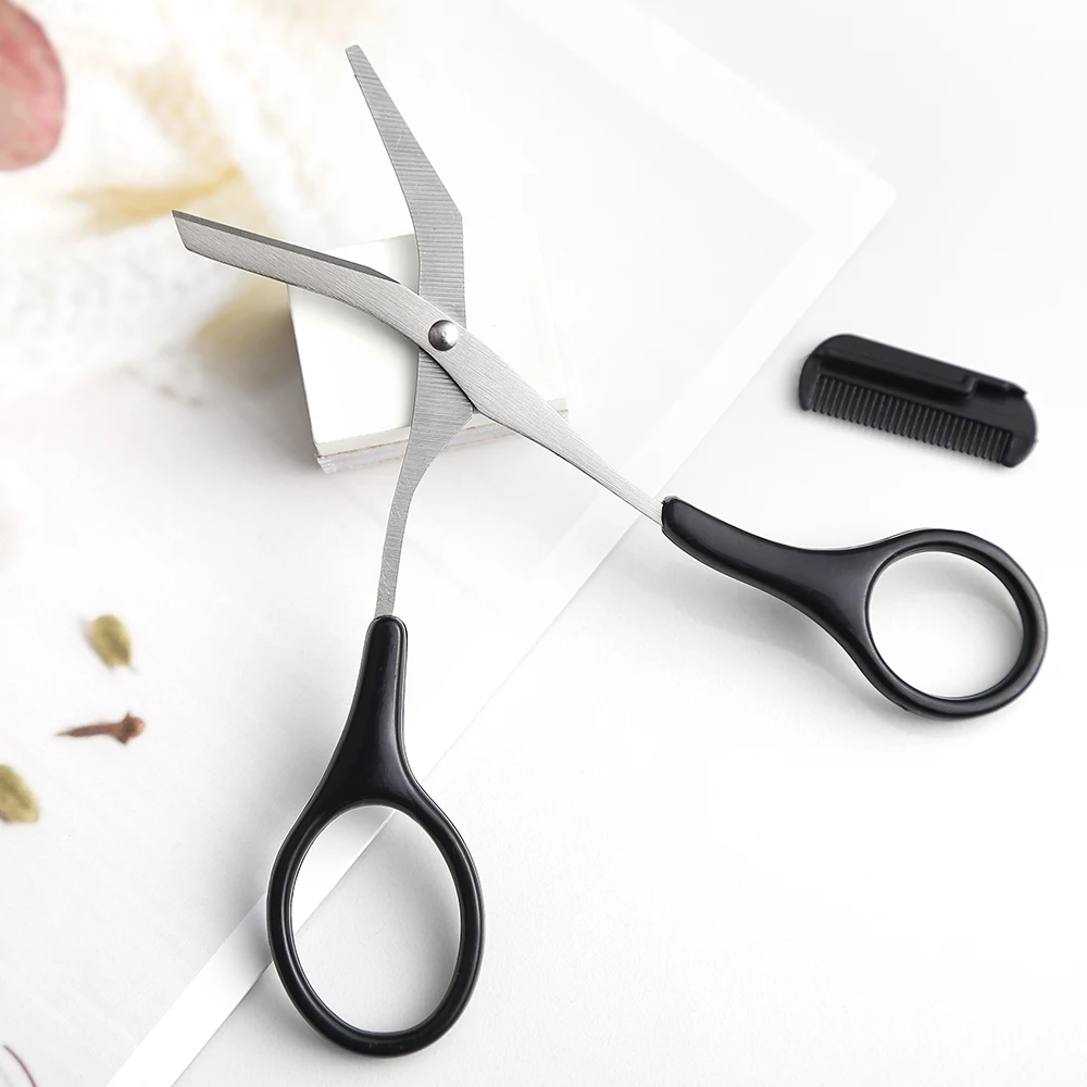 Wholesale Makeup Tools custom logo eyelash Cosmetic Scissors eyebrow trimmer scissors with comb