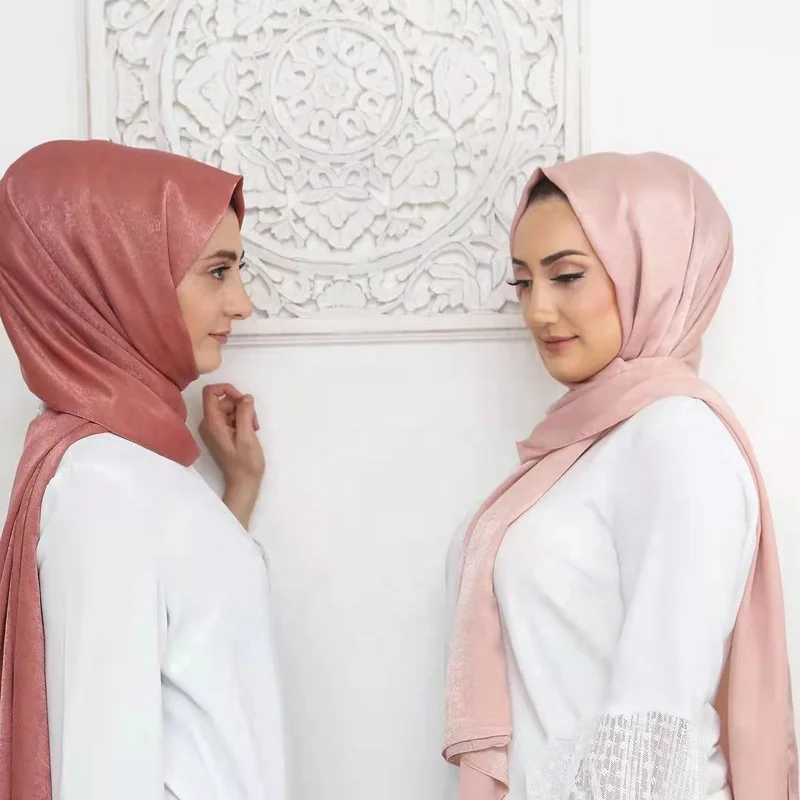 JYL Long Hijab 46 Colors Women Soft Velvet Satin Silk Shawl Beautiful Plain Colors Head Scarves