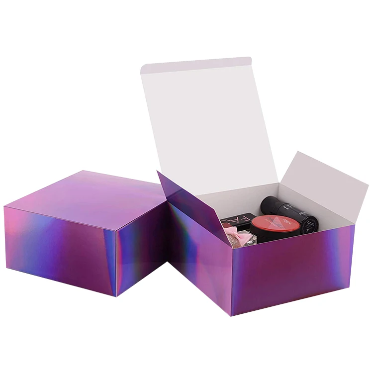 Purple Buling Gradient Color UV Printed Coated Paper For Easy Assembly With Lid Proposal Party Bridesmaid Carnival Gift Box