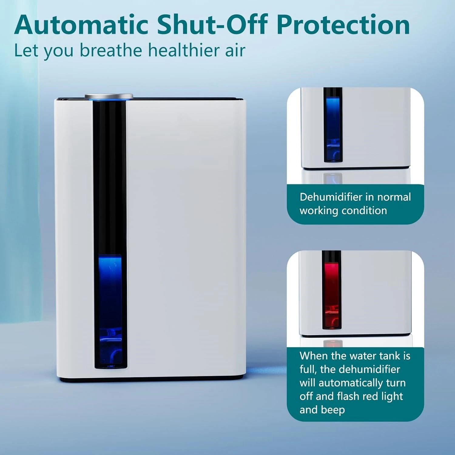 Home Air Dehumidifier Small Dehumidifier for Bedroom Bathroom RV Closet with Auto Shut Off, Colors LED Light,Sleep Model