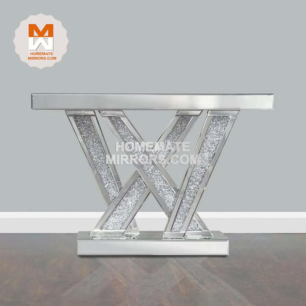 Sparkling Elegant Mirrored Console Table Crushed Diamond