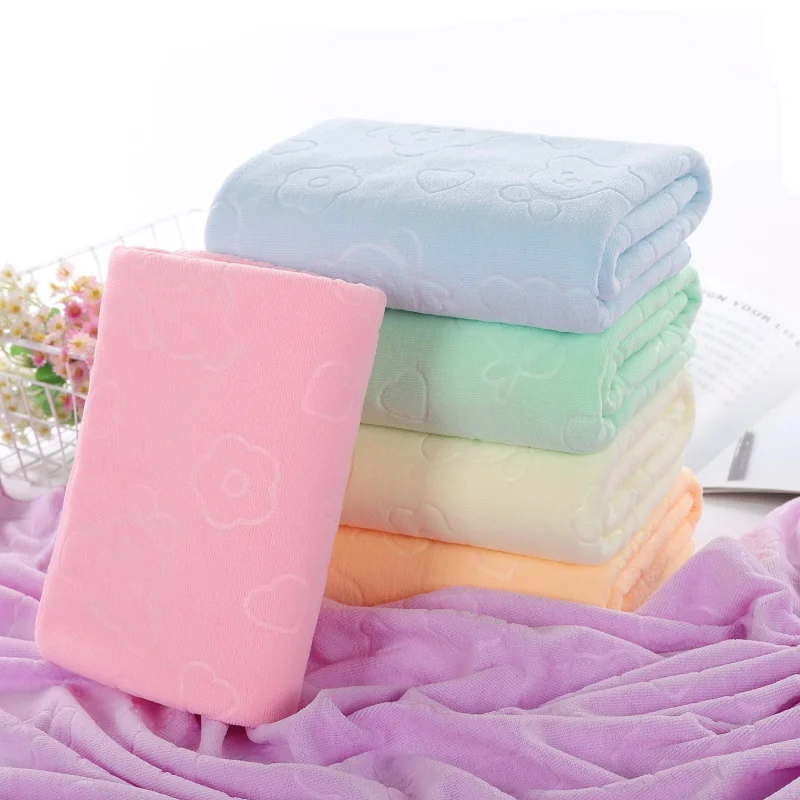 70x140cm Microfiber Quick-dry Bath Towel Embossed Bear Cartoon Pattern  Multi Color Bath Towels for Kids