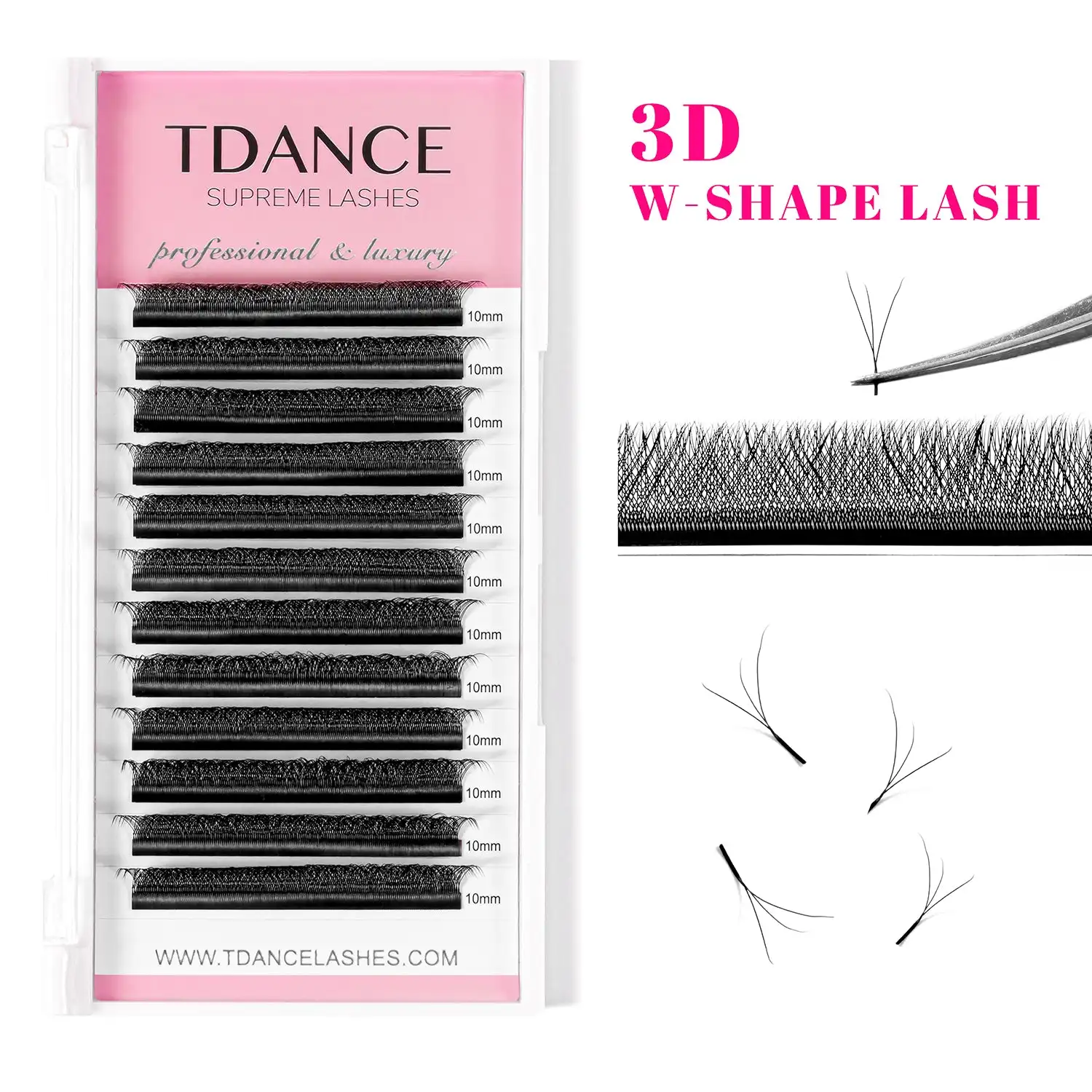 TDANCE custom private label matte wispy C D L Lu curl double tips 3D 4D 5D 6D W shaped lashes volume clover eyelash extensions